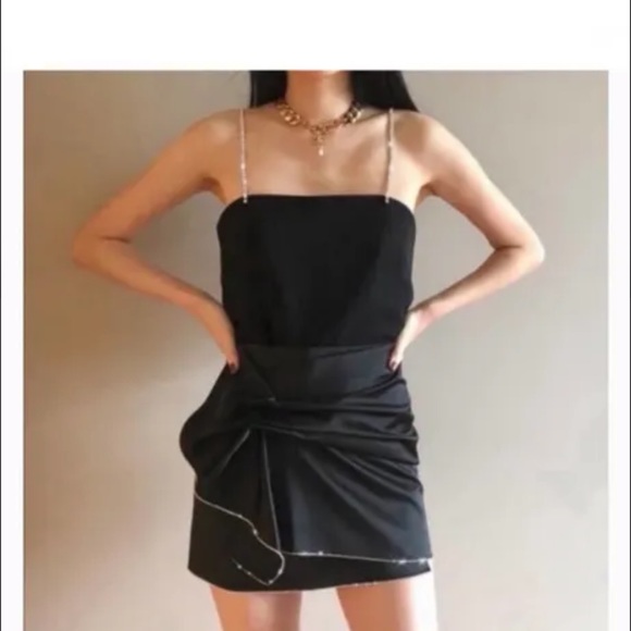 Zara Satin Top with Rhinestone Straps - Picture 8 of 8